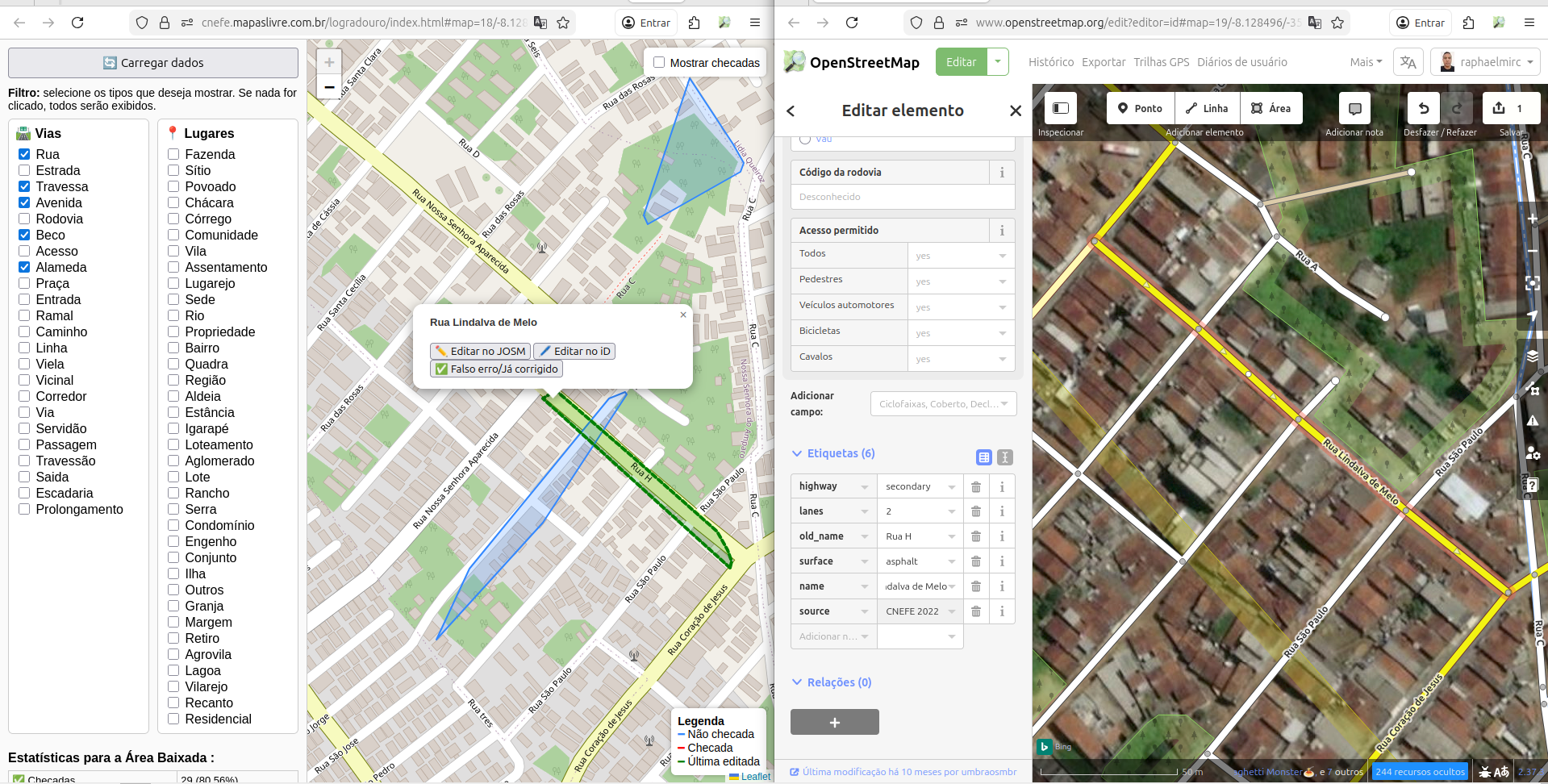 Exemplo do popup de edição