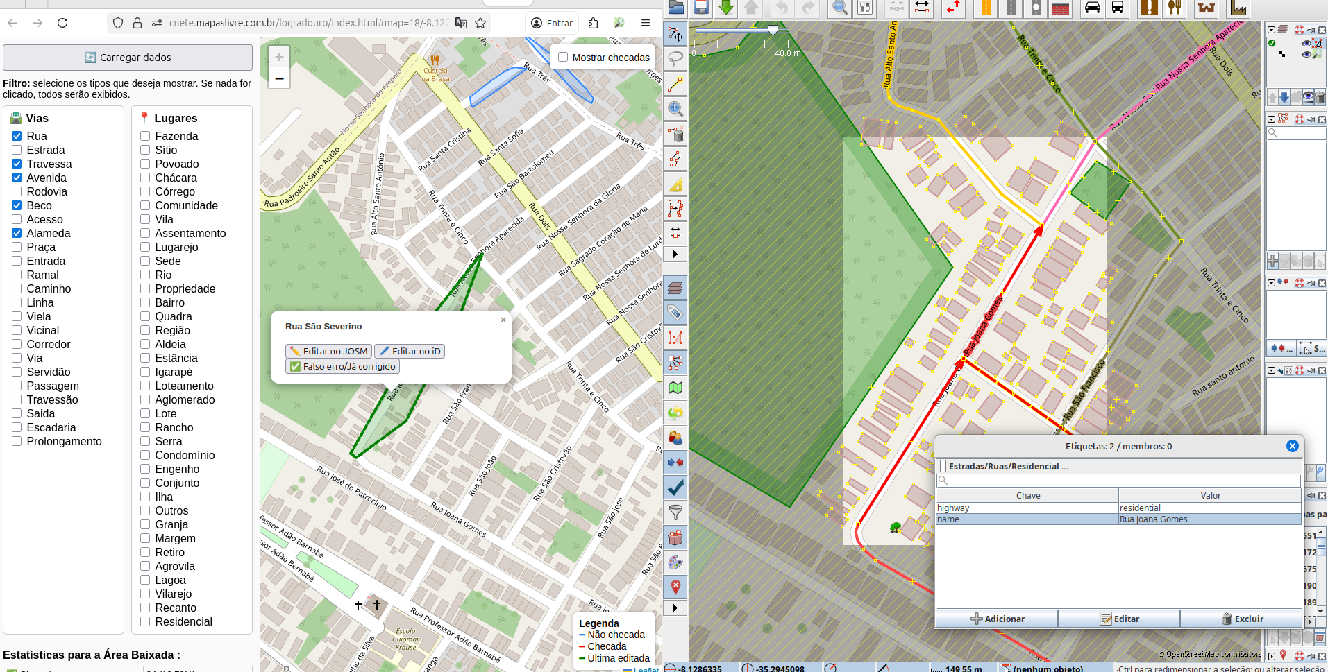 Exemplo do popup de edição